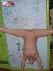 Horny teen chick undresses and shows off
